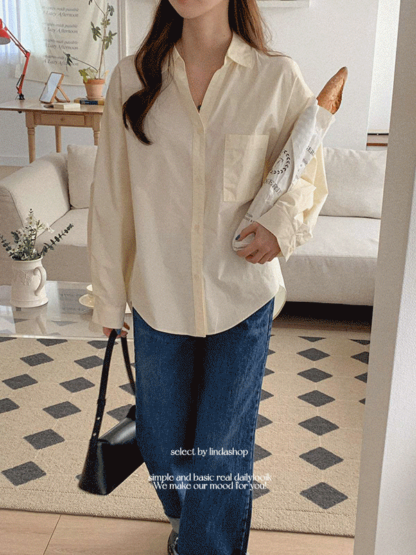 페이보 루즈핏 언발 포켓 셔츠-3color