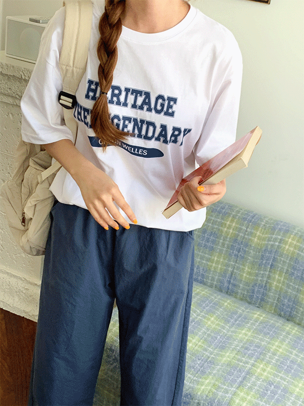 슈리온 라운드넥 오버핏 레터링 티셔츠-3color