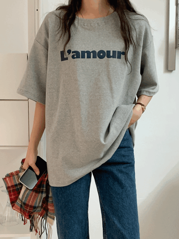 큐리엣 기모 라운드넥 라무르 BOX 티셔츠-3color
