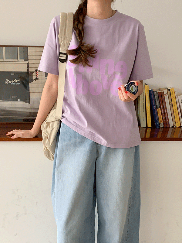 블옹디 라운드넥 어보브 프린팅 심플 반팔 티셔츠-3color
