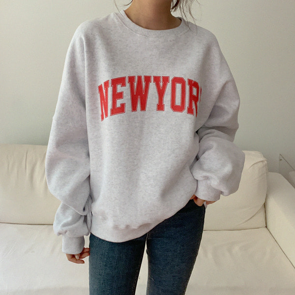 뉴욕 오버핏 양기모 맨투맨-3color
